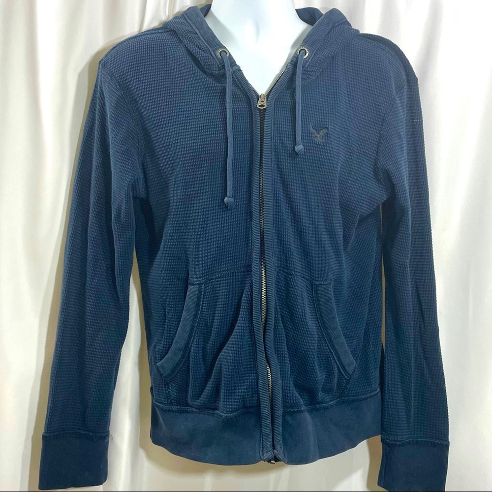 American Eagle Blue Zipper Hoody Sweatshirt Medium